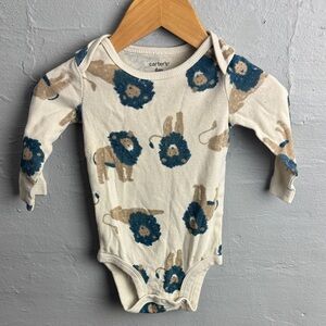 Carter's Cream and Blue Lion Print Bodysuit